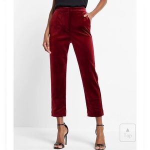 EXPRESS Red Velvet Super High Rise Editor Pants